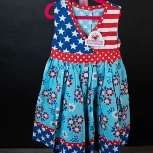 NWT Girls Jelly the Pug Stars & Stripes Dress Sz 6